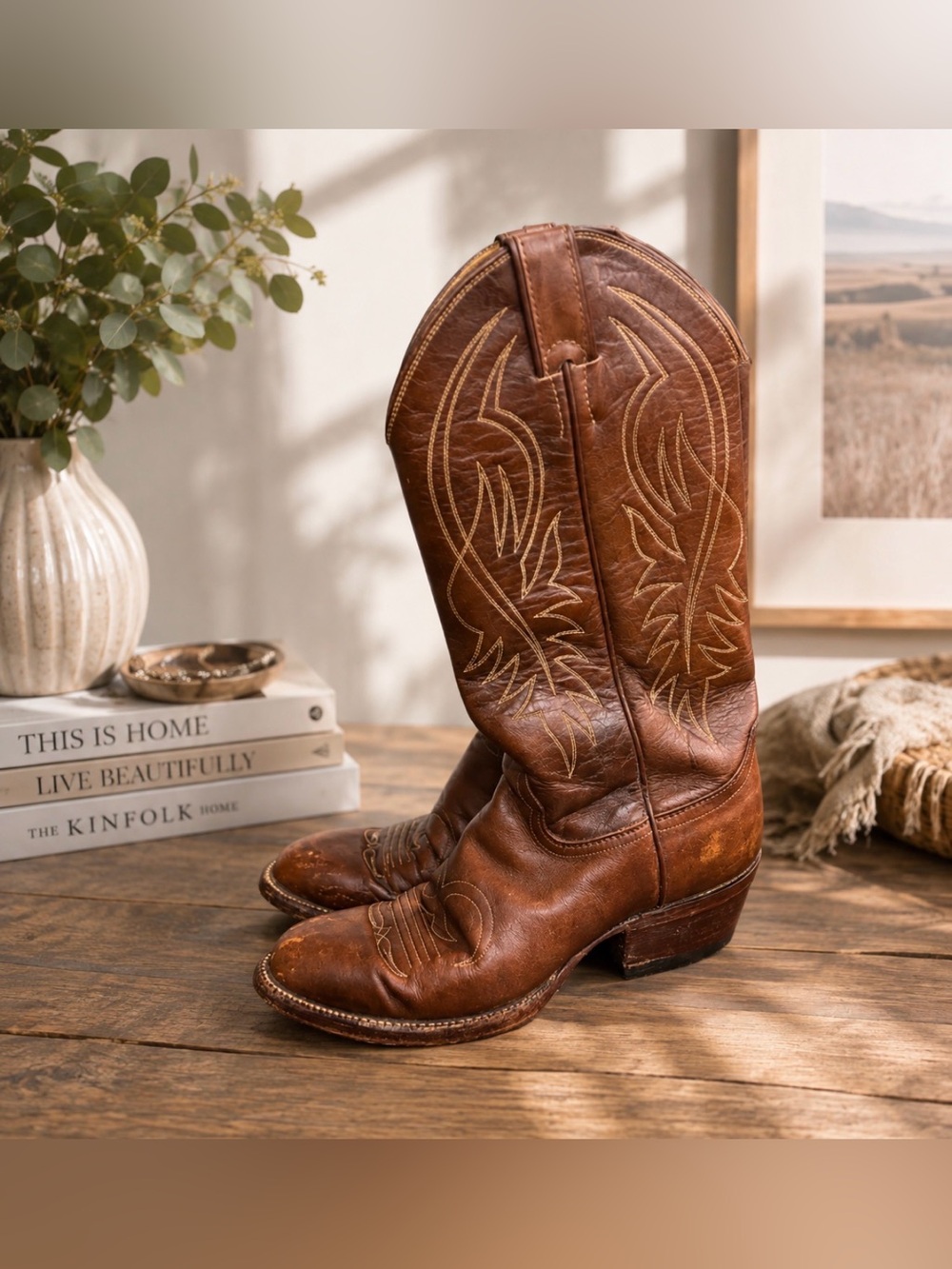 Justin Boots Tan Leather Western Boots size 7
